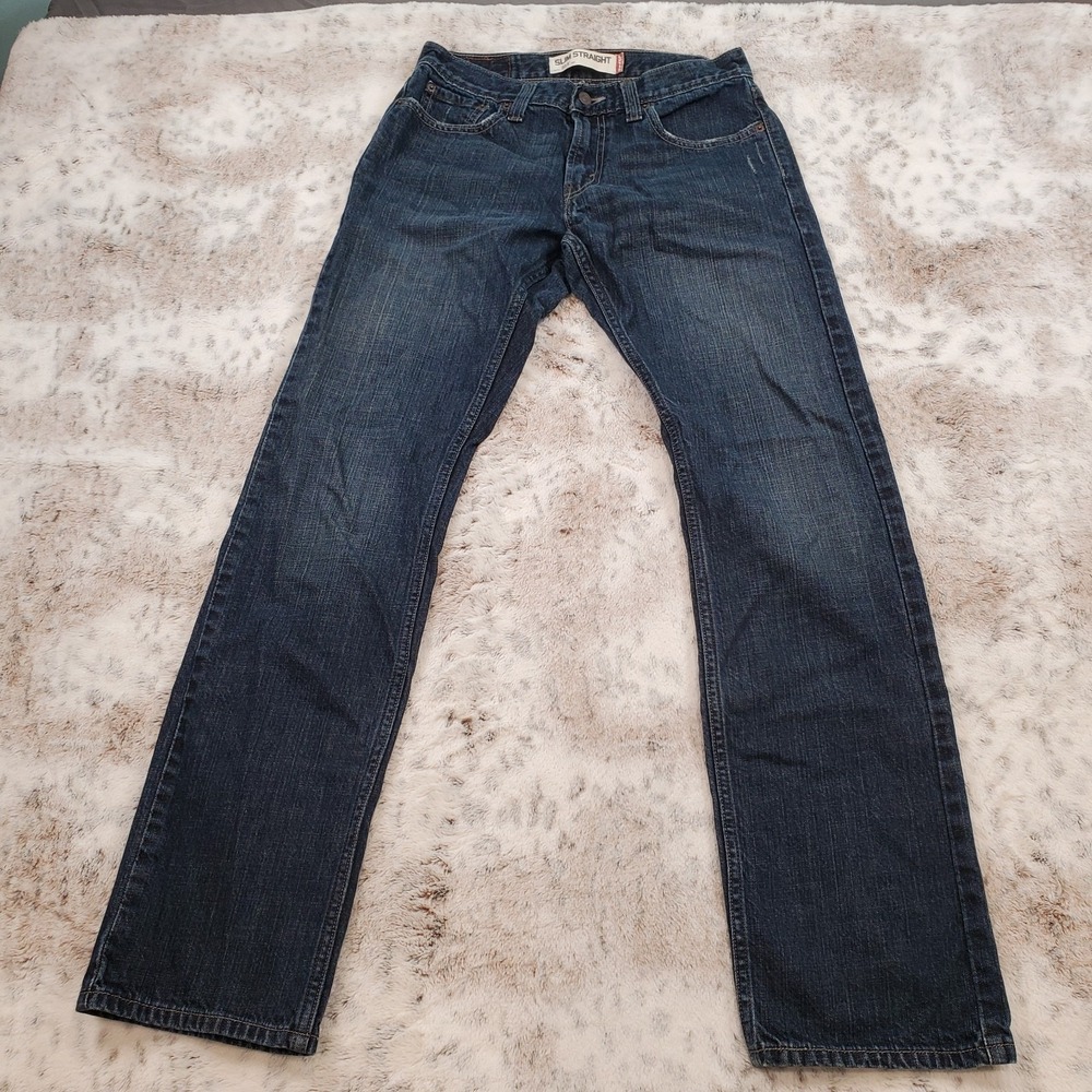 Levis 514 Jeans Mens 30x32‎ Blue Dark Wash Cotton Slim Straight Workwear